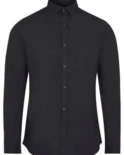 River Island slim fit long sleeve shirt Black Sale