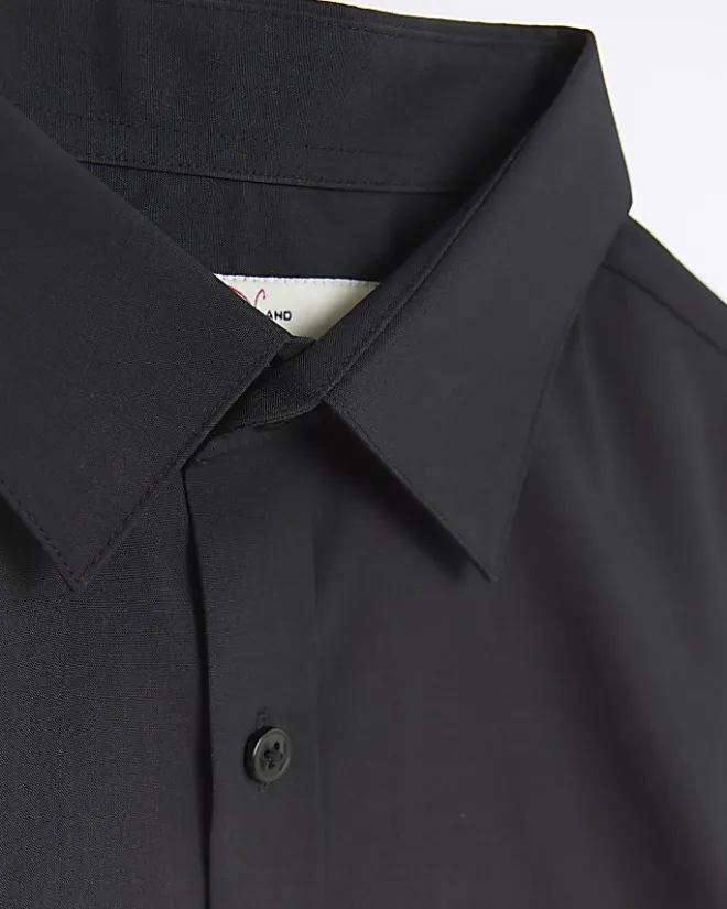 River Island slim fit short sleeve shirt Black New