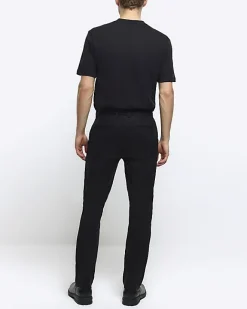 River Island slim fit smart chino trousers Black Discount
