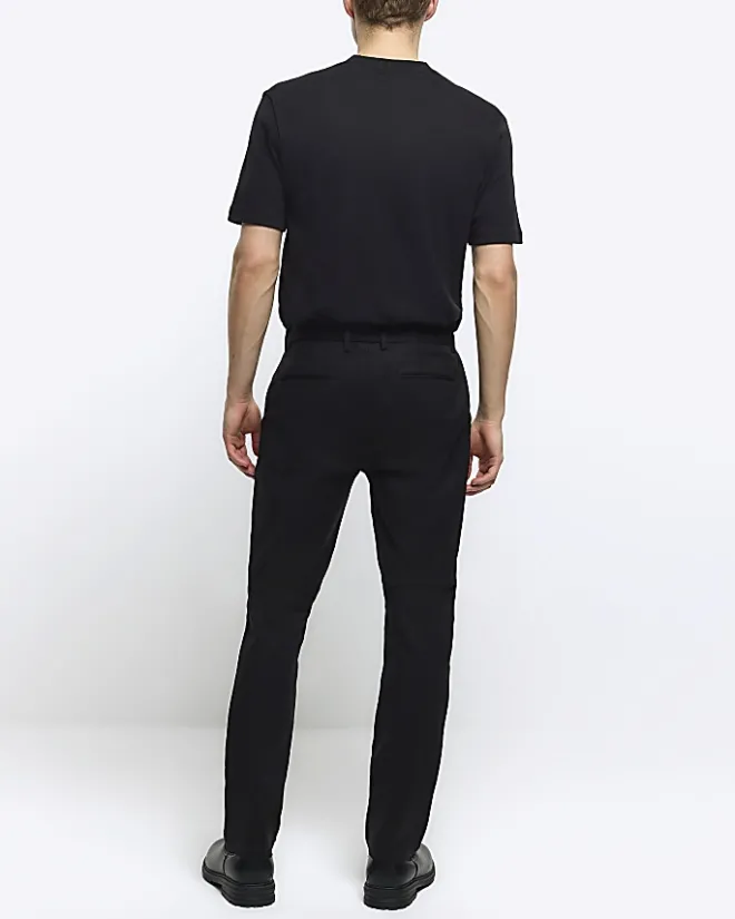River Island slim fit smart chino trousers Black Discount