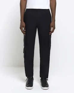 River Island slim fit smart techy cargo trousers Black Best