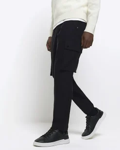 River Island slim fit smart techy cargo trousers Black Best