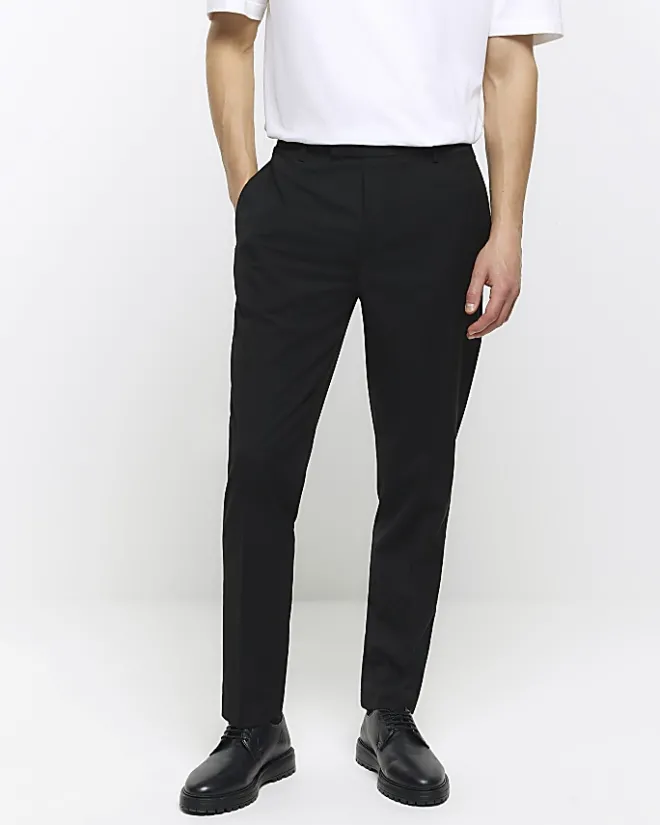 River Island slim fit smart trousers Black Fashion