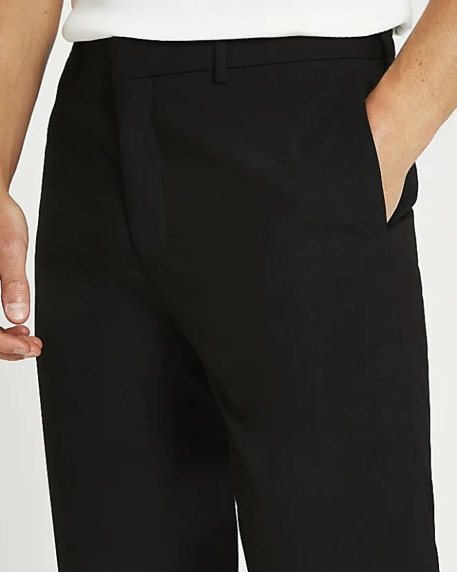River Island slim fit smart trousers Black Sale