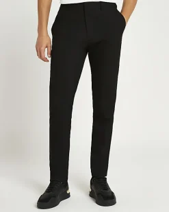 River Island slim fit smart trousers Black Sale