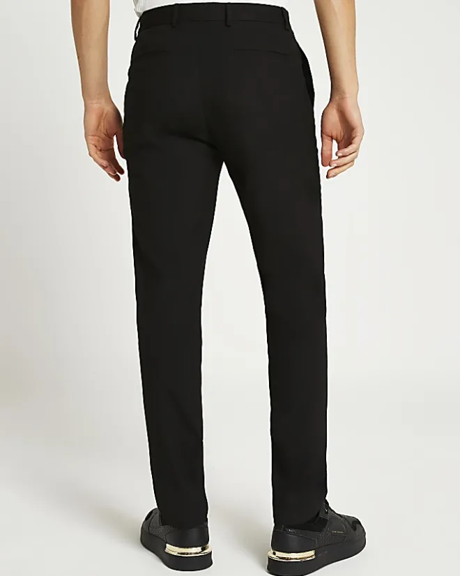 River Island slim fit smart trousers Black Sale