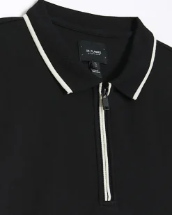River Island slim fit taped collar polo Black Hot