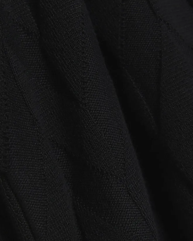 River Island slim fit textured knit long sleeve polo Black Discount