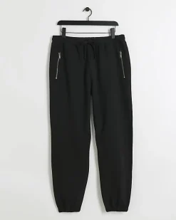 River Island slim fit textured smart joggers Black Hot