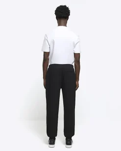 River Island slim fit textured smart joggers Black Hot