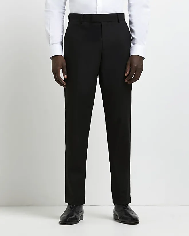 River Island slim fit twill suit trousers Black Outlet