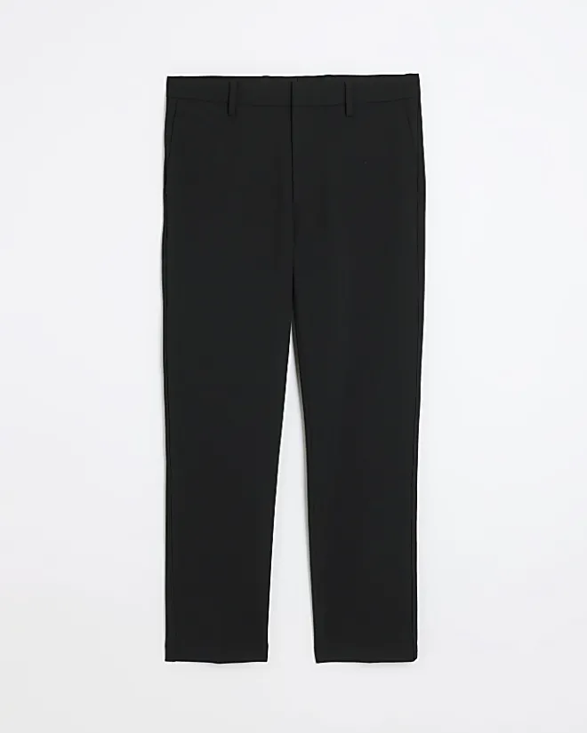 River Island slim fit waffle textured trousers Black Online