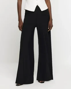 River Island Slinky Wide Leg Trousers Black Outlet