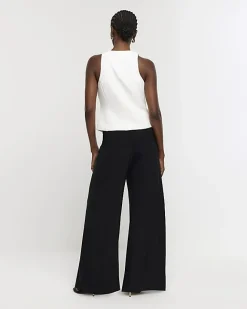 River Island Slinky Wide Leg Trousers Black Outlet