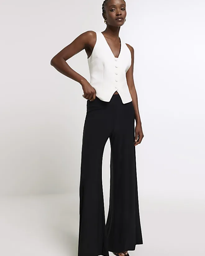River Island Slinky Wide Leg Trousers Black Outlet