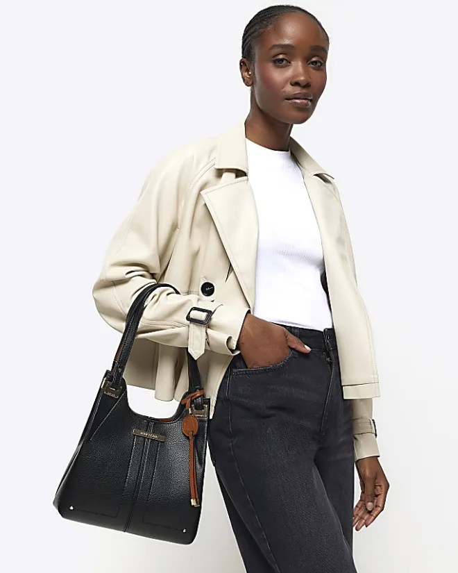 River Island slouch small tote bag Black Clearance
