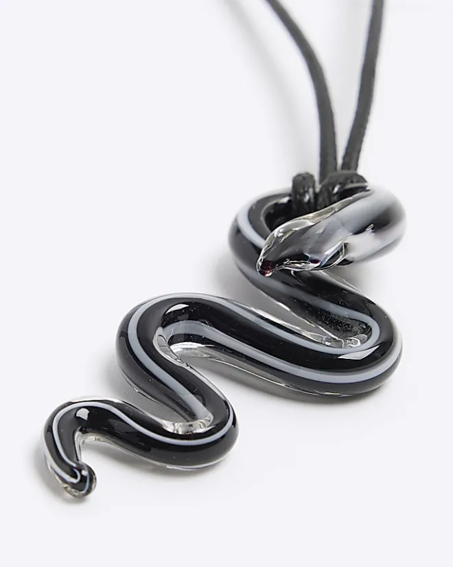 River Island snake necklace Black Sale