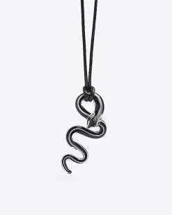 River Island snake necklace Black Sale