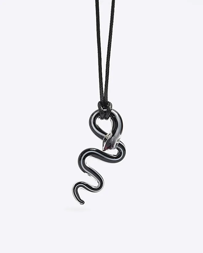 River Island snake necklace Black Sale