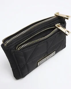 River Island soft quilted pouch purse Black Sale
