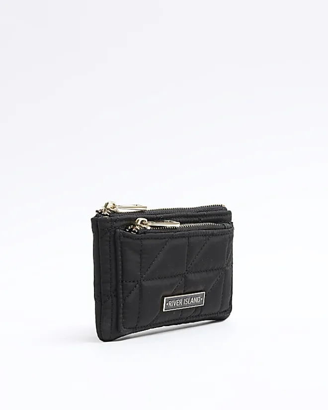 River Island soft quilted pouch purse Black Sale
