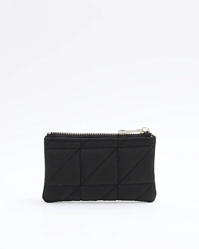 River Island soft quilted pouch purse Black Sale