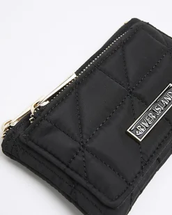 River Island soft quilted pouch purse Black Sale