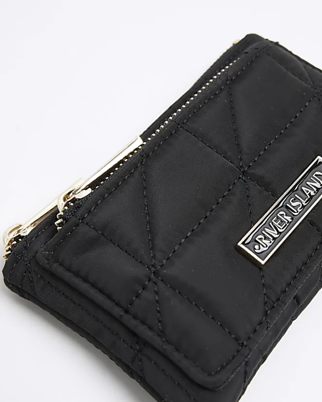 River Island soft quilted pouch purse Black Sale