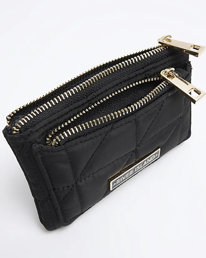 River Island soft quilted pouch purse Black Sale