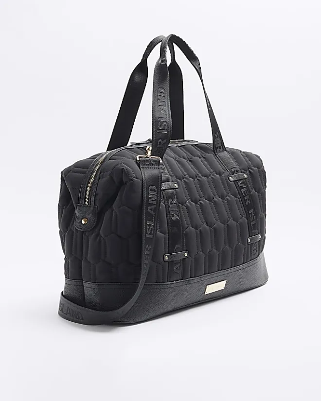 River Island Soft Quilted Travel Bag Black Fashion