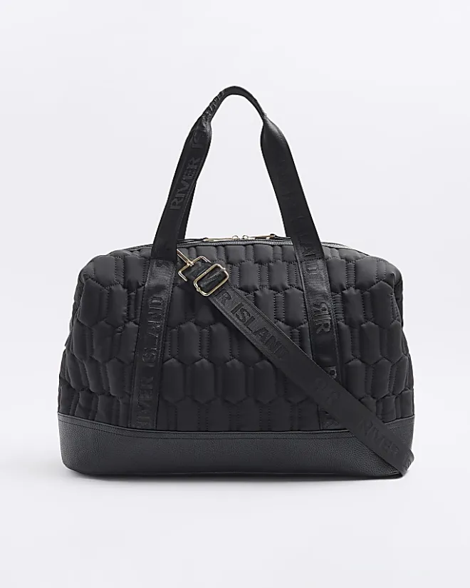 River Island Soft Quilted Travel Bag Black Fashion