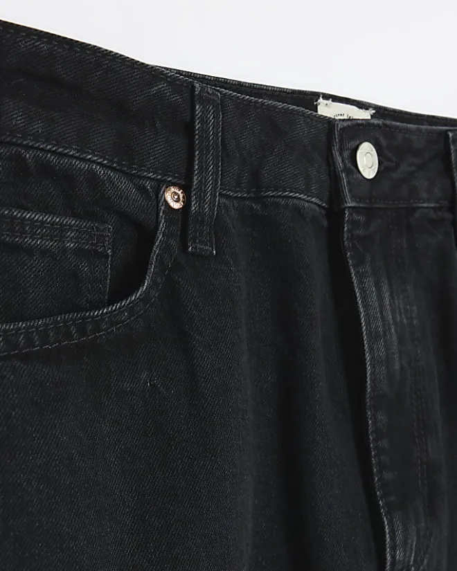 River Island split front denim midi skirt Black Sale