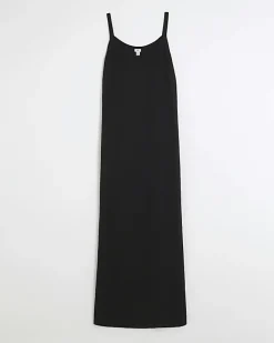 River Island split hem bodycon maxi dress Black Discount