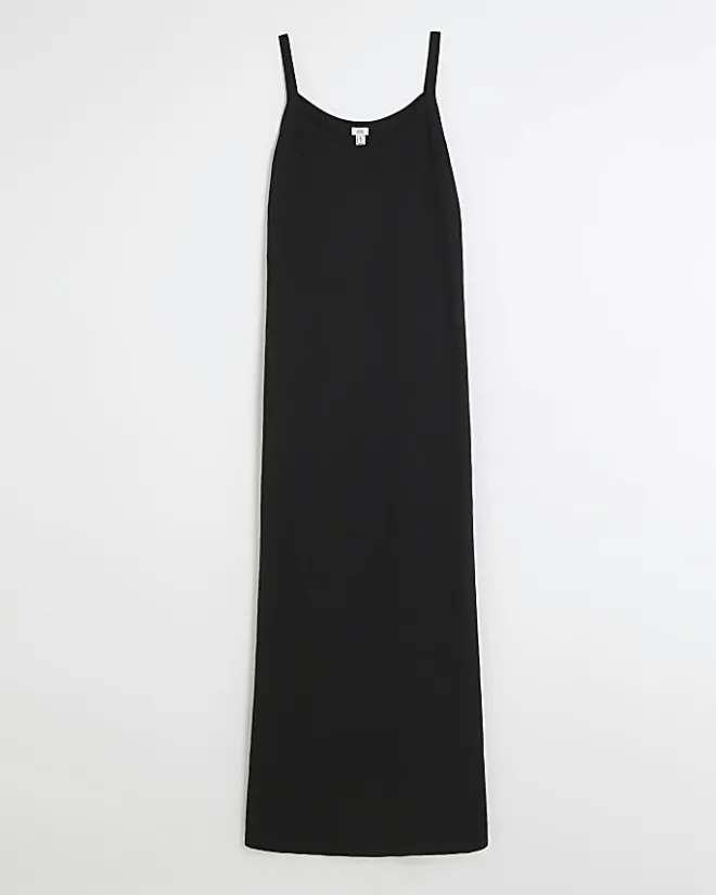 River Island split hem bodycon maxi dress Black Discount