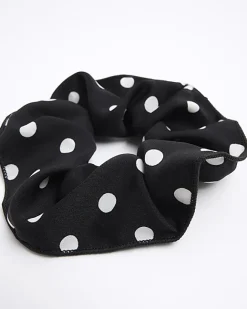 River Island Spot Hair Scrunchie Black Discount