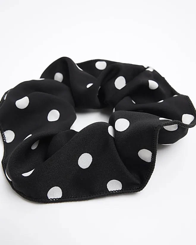 River Island Spot Hair Scrunchie Black Discount