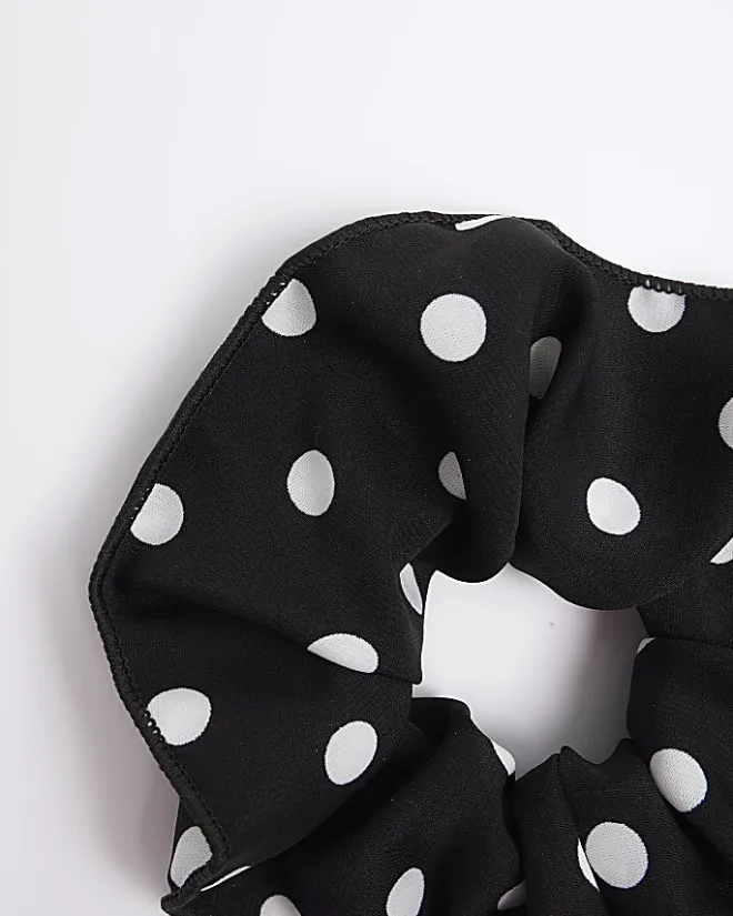 River Island Spot Hair Scrunchie Black Discount