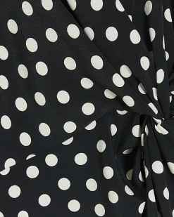 River Island spot knot detail swing mini dress Black Fashion