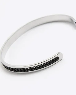 River Island Stainless Steel Chain Cuff Bracelet Black Best