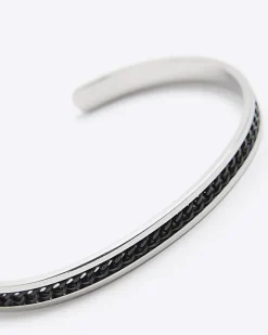 River Island Stainless Steel Chain Cuff Bracelet Black Best