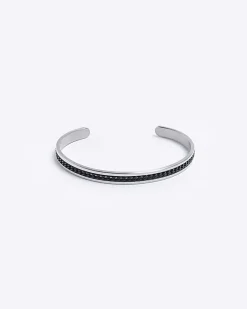 River Island stainless steel cuff bracelet Black Outlet