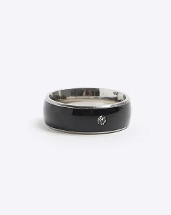River Island stainless steel diamante ring Black Fashion