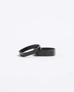 River Island stainless steel square ring multipack Black Online