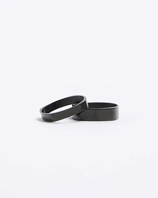 River Island stainless steel square ring multipack Black Online