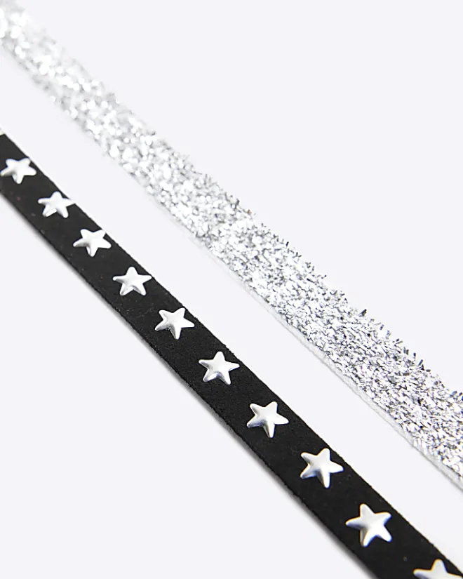 River Island star choker necklace 2 pack Black Discount