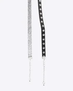 River Island star choker necklace 2 pack Black Discount