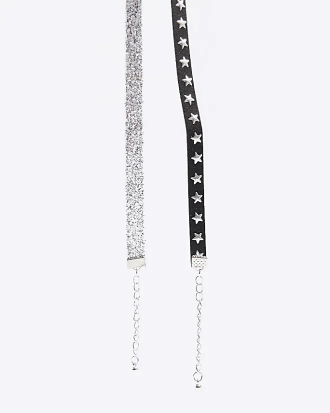 River Island star choker necklace 2 pack Black Discount