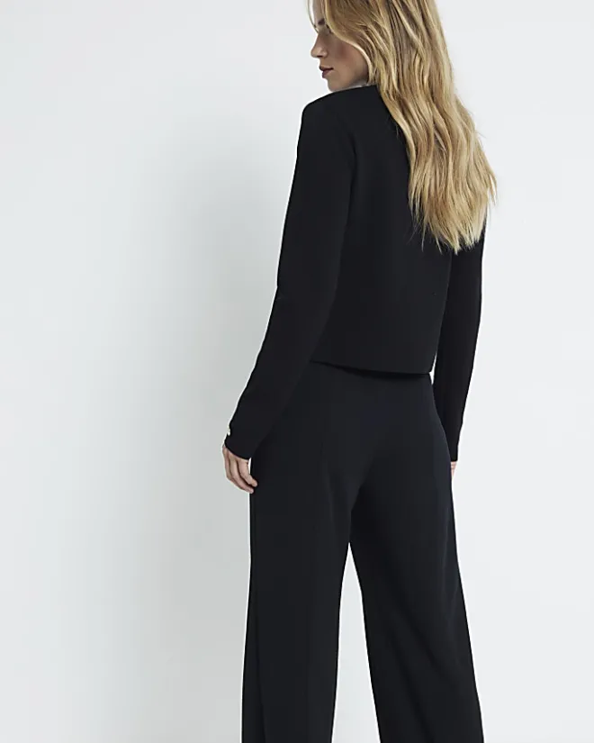 River Island stitched wide leg trousers Black Fashion