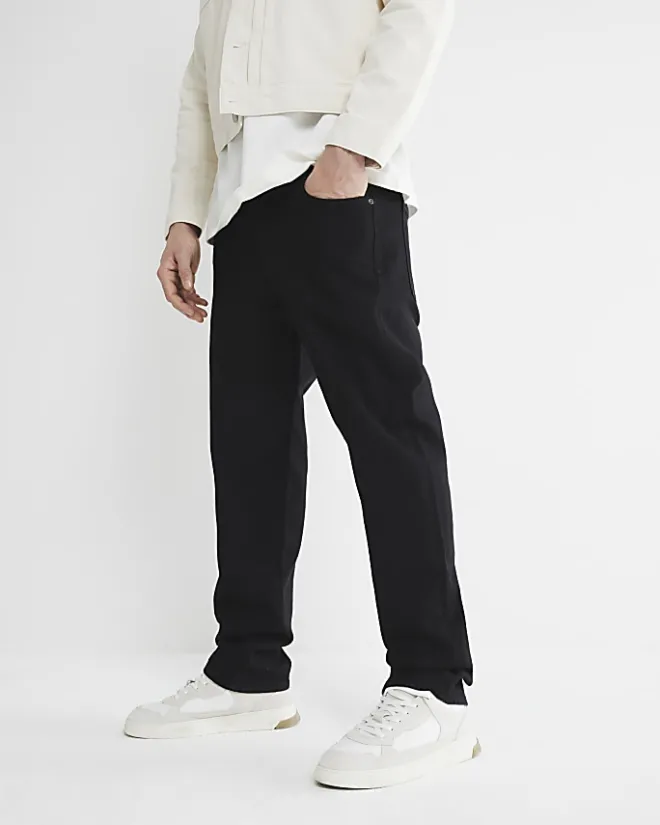 River Island straight fit jeans Black Sale