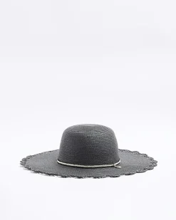 River Island straw beaded hat Black Outlet